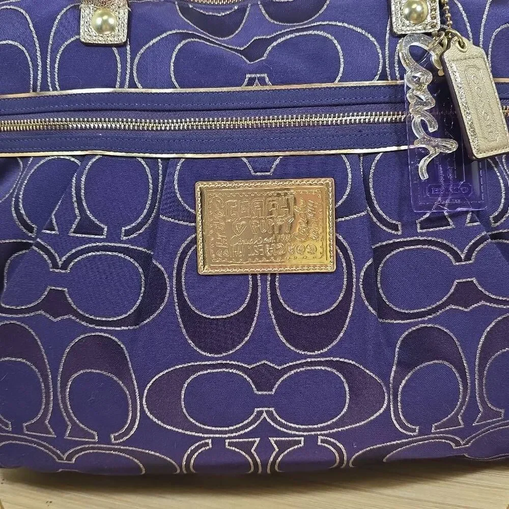 Coach Poppy RARE Signature Sateen with Lurex Glam Tote